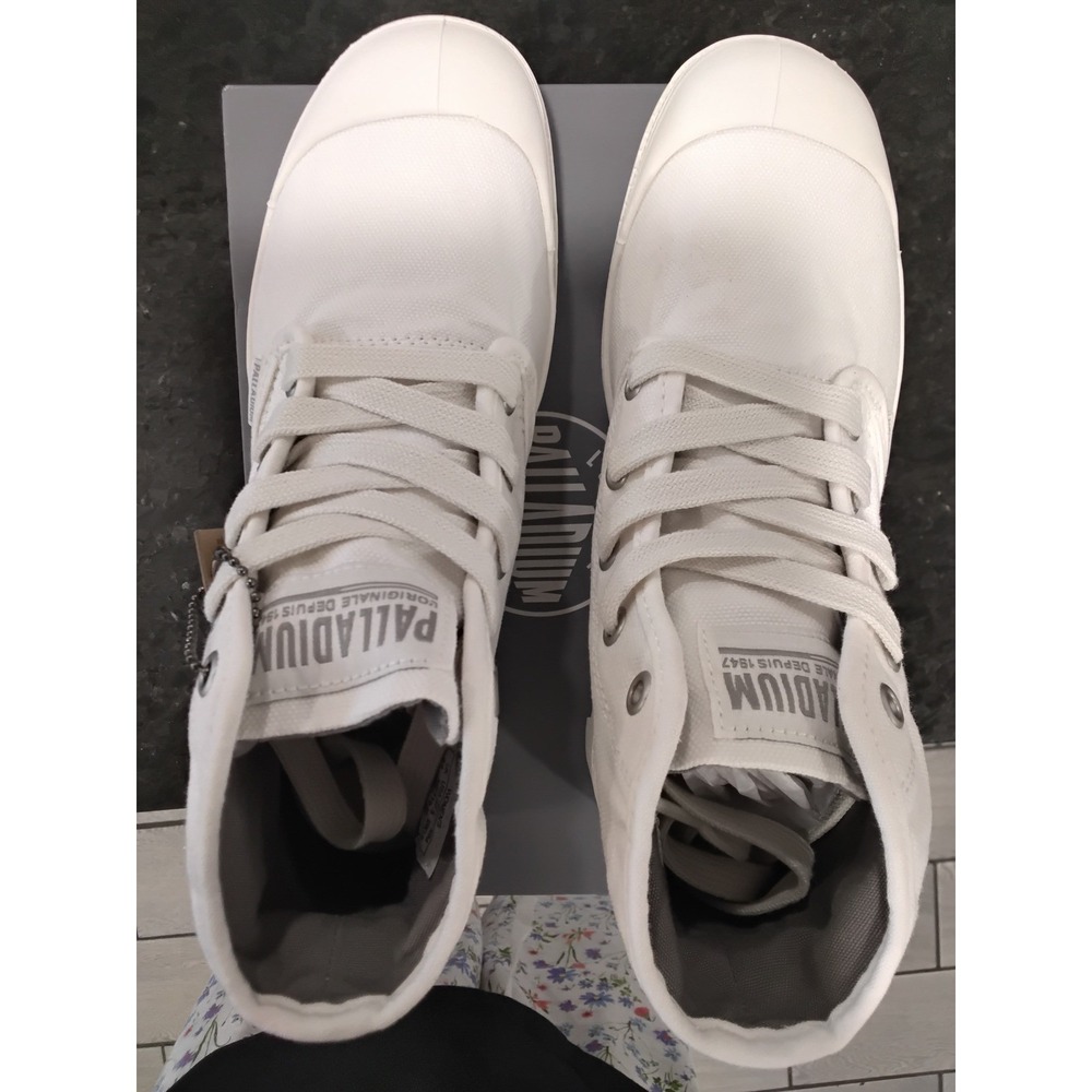 Palladium Pallabase Twill Womens Boots Star White Canvas Platform 96907-116-M 10 - Picture 3 of 8